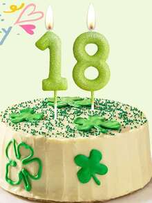 浅绿色洒数字 0-9 生日派对周年纪念婚礼蛋糕装饰蜡烛 - 淺綠色 - 查看 1