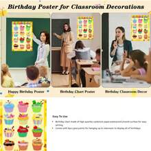 1 pièce Affiche à remplir d'anniversaire de style enfantin et mignon, avec des couleurs vives, des desserts colorés et en espagnol. En tant que fournitures scolaires et aides de classe pour la rentrée scolaire, il convient à la décoration murale dans les chambres d'enfants, les jardins d'enfants, les crèches et les murs d'anniversaire des salles de classe, etc. Sans cadre.