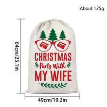 Christmas Gift Printing Linen-Like Drawstring Pouch, DIY Christmas Gift Packaging, Christmas Decoration, Essential For Gift Wrapping And Presentation - Multicolor - View 2