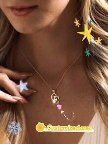 Double Letter Necklace, 2 Letter Necklace, Personalized First Letter Necklace, Elegant Name Charm, Couple Necklace, Give Her Anniversary Gift - Multicolor - View 1