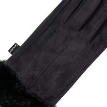 Isotoner Womens Water Repellent Touchscreen Stretch Mya Faux Fur Cuff Gloves - màu đen - Xem 5