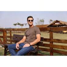 Henley Shirts Slim Fit Button T-Shirthalloween - Verde - Ver 11