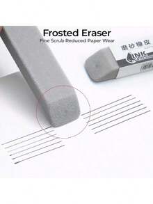 3 件装磨砂半砂橡皮擦 | 学生适用钢笔和中性笔橡皮擦 | 考试级干净，无残留 | 两用可擦设计 - 彩色 - 查看 2