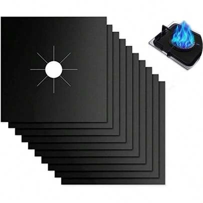 Forlivese Reusable Gas Stove Burner Covers -10 Pack Non-Stick Stovetop Burner Liners Gas Range Protectors Size 10.6x 10.6 Inch Cuttable Dishwasher  Easy To Clean