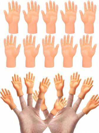 2/10 件随机颜色和款式小手指手迷你橡胶手指木偶 - 逼真可爱的小手手指玩具 - 木偶表演恶作剧表演派对礼物 - 宠物猫互动道具 - 办公室恶作剧减压玩具