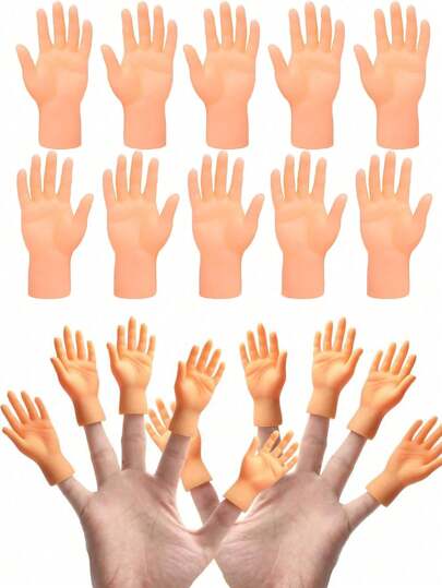 2/10个随机颜色和款式迷你橡胶手指偶 - 逼真可爱的小手手指玩具 - 木偶戏恶作剧表演派对礼物 - 宠物猫互动玩具 - 办公室减压搞笑礼物