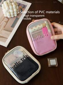 1pc Women Large Capacity Transparent Mesh Makeup Bag, Waterproof Travel Toiletry Organizer Pouch, Portable Compact Cosmetic Bag For Skincare, Lightweight And Convenient For Trips And Touch-Ups