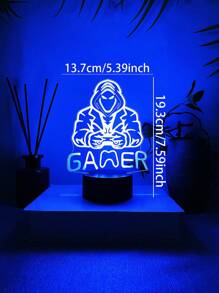 1pc Creative 3D Night Light, Touch Sensor 7-Color Changing USB Decorative Lamp, Gaming Room Atmosphere Light, Holiday Gift - Pink - View 3