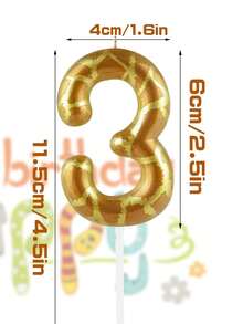 Gold Plated Giraffe Print Numbered 0-9 Birthday Animal Theme Anniversary Celebration Party Cake Decorative Candles - Multicolor - View 8