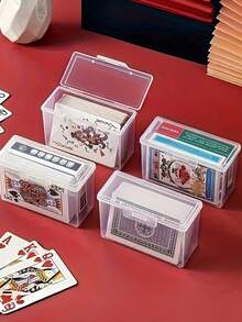 1pc Transparent Playing Card Box, Storage Box To Hold 2 Decks Of Cards (Cards Not Included), Christmas, Halloween, Thanksgiving Gift - Multicolor - View 2
