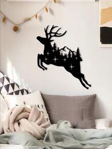 1 PIEZA Adorno colgante de ciervo de metal navideño, transmite un ambiente festivo con elementos de copos de nieve y estrellas, puede decorar espacios, adecuado para salas de estar, árboles de Navidad, tiendas, fiestas - Opción de regalo de calidad, regalo del Día de la Mujer - Decoraciones, Decoración del hogar, Decoración de pared, Decoración de habitación, Decoración de sala de estar, Decoración de la casa, Arte de pared enmarcado, Arte de pared con marco, Decoración de baño, Decoración de otoño, Decoración de invierno