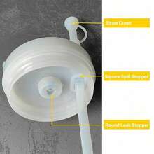 6 件套杯子硅胶防溢密封圈，包括 2 个吸管盖、2 个圆形防漏密封圈、2 个方形防漏密封圈，兼容 1.0 40 盎司/30 盎司玻璃杯和 1 个吸管清洁刷 - 透明白 - 查看 4