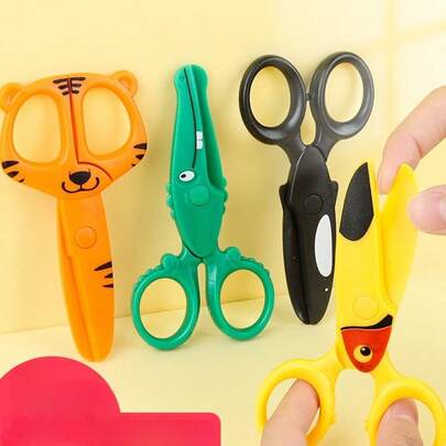 1 chiếc kéo, kéo thủ công, đào tạo cắt giấy mẫu giáo, kéo nhựa trẻ em, kéo hình động vật hoạt hình dễ thương (cá sấu, cá heo, vẹt), kéo thủ công bằng nhựa tự làm, kéo thủ công trẻ em, dụng cụ tự làm, quà tặng ngày lễ/sáng tạo, trở lại trường học