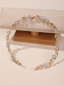 1件装奢华优雅亮片花朵发箍，水晶新娘婚礼配饰，公主仙女风新娘清新发饰，情人节礼物及拍照道具 - A - 查看 5