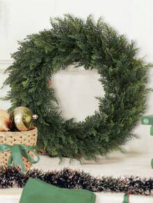 1/2pcs Artificial Cedar Wreath, Aglaia Odorata Wreath, Boxwood Wreath, 41cm/16.14 Inches, Artificial Plant, Artificial Flower, Artificial Plant, Green, PE Material, School Dormitory Office Decoration, Outdoor Gathering Event Festival Birthday Party Decoration, Home Entrance Hotel Restaurant Living Room Bedroom Wedding Banquet Kitchen Garden Decoration, Christmas Decoration Home Decor Christmas Decorations Room Decor - Green - View 10