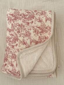 1pc Reversible Crochet Edged Cotton Double-Layer Warm Blanket, Suitable For Babies And Adults, Infants And Toddlers