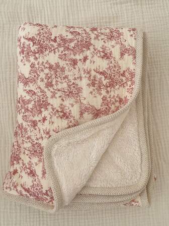 1 件双面钩针边棉质双层保暖毯，适合婴儿和成人、婴幼儿