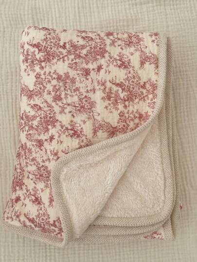 بطانية قطنية مزدوجة الطبقة دافئة ذات حافة كروشيه قابلة للعكس، مناسبة للأطفال والبالغين، الرضع والأطفال الصغار قطعة واحدة