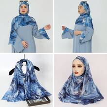 Watercolour Floral Printed Hijab Scarf Women Soft Modal Cotton Instant Hijab Wraps Shawls Long Scarves - 顏色 2 - 查看 5