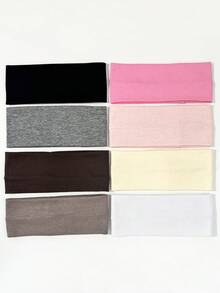 8pcs/Set Solid Color Breathable Moisture-Wicking Sports Headbands, Suitable For Gym, Workouts, Running, And Daily Wear Hair Band Turban Headband Sweatband, Hairband Fall Winter Hair Accessories For Women For Vacation Outfits Woman Elegant Scarf Women Bandanas Soft Headwrap