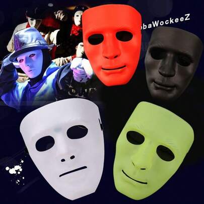 1pc Halloween Grim Reaper Mask, Black And White Hip Hop Mask, Halloween Full Face Mask