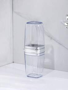2件套-旅行牙刷杯皂盒，简约风格家用漱口杯，防尘杯盖，沥水皂盒，便携式洗漱杯套装，白色透明新款牙刷杯，旅行和返校必备 - 彩色 - 查看 15