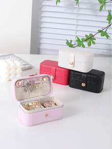 1pc Unisex Mini Jewelry Box, Travel Portable Accessory Storage Box For Earrings, Necklaces, Rings, Suitable For Going Out, School, Office, Daily Use - Multicolor - View 1