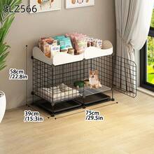 Indoor Dog Cage With Separate Litter Box For Small/Medium Dogs, Corgi & Teddy Pet Dog Kennel Fence - Multicolor - View 2