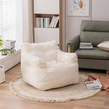 Bean Bag Chairs, Tufted Soft Stuffed With Filler, Fluffy And Lazy Sofa,Bean Bag Chair For Adult, Imperial Lounger Giant Chair For Bedroom, Living Room, White - 白色 - 查看 8