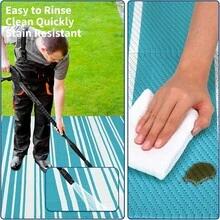 Meiyiu Alfombra exterior impermeable de 8x10/9*12/9*18, alfombra de patio de plástico trenzado para camping, alfombra de interior y exterior para caravana, terraza, porche, balcón, patio trasero, picnic - Azul claro - 9*12 pies - Ver 3