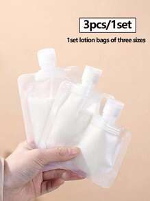 QINBEIYOU 3pcs/Set (S+M+L) Travel Lotion Separate Bags, Designed For Organizing Lotion, Shower Gel, Shampoo, Facial Cleanser, And Cosmetics During Travel Or Business Trips, Easy To Carry And Reusable,The Capacity Is Available In 30ml, 50ml, And 100ml