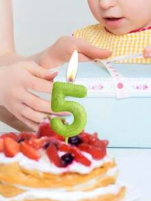 浅绿色洒数字 0-9 生日派对周年纪念婚礼蛋糕装饰蜡烛 - 淺綠色 - 查看 3