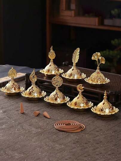 حامل بخور مطلي بالذهب مصنوع من مواد معدنية، لاستخدامه في غرفة النوم والدراسة وممارسة اليوجا والاحتفالات ، ديكور مميز لإشعال البخور