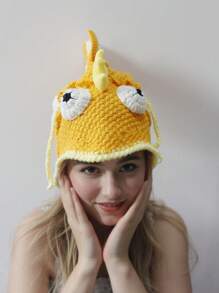 1 Piece Cute Clownfish Hat Knitted Warm Hat Goldfish Three-Dimensional Shape Soft And Warm Neutral Style Suitable For Daily Leisure Vacation, Fall / Winter