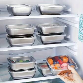 5/3 Stainless Steel Food Storage Boxes - Sealed And Leak Proof, Suitable For Freezers And Dishwashers, Stackable Kitchen Lunch Boxes, Refrigerator Lunch Boxes -316 High-Quality And Durable Stainless Steel Material - Suitable For Meal Preparation, Leftovers, Travel, Office Use - Space Saving Design, Stylish Container, High-Quality Kitchenware, Essential For Home Cooking