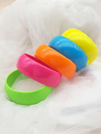 1 件春季糖果色树脂叠层手镯，个性化节日