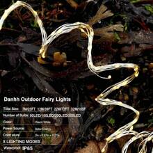 8 种模式 LED 太阳能仙女灯,暖白色太阳能灯串户外防水,104 英尺/72 英尺/39 英尺/12 英尺闪烁灯适用于花园庭院树婚礼,太阳能仙女灯太阳能地面灯太阳能灯户外灯串太阳能户外灯串万圣节圣诞节感恩节礼物 - 1PCS暖白 - 查看 3