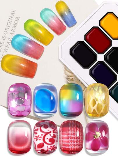 9 Colors Solid Painting Gel Nail Polish Kit Gradient Ombre Semi Permanent Soak Off UV Nail Art Gel Varnishes Nail Art Design For Women Girls