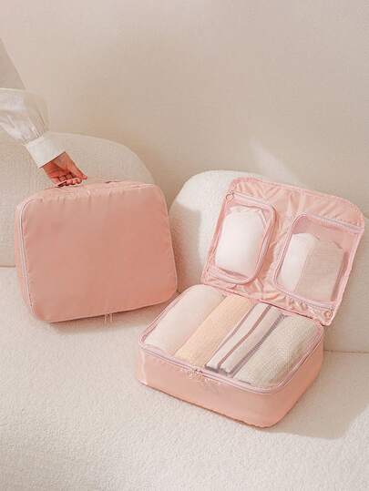 1 pieza Bolsa de almacenamiento de ropa de 3 en 1 para viajes, organizador de ropa interior, cubos de embalaje portátiles y resistentes al agua para equipaje, ideal para viajes, dormitorio, armario, dormitorio, maquillaje y accesorios, organizador con múltiples compartimentos, diseño ligero y duradero, ahorro de espacio, resistente a olores y a derrames, perfecto para la organización del equipaje y artículos de cuidado diario