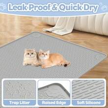 Kalolary Cat Litter Mat, Extra Large 40" X 28" Silicone Mat Litter Trapping Mat For Scatter Control, Soft On Kitty Paws, Easy To Clean (Grey) - Xám - Xem 3