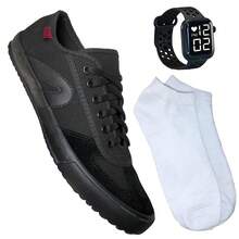 Adex Futsal Casual Men's Adult Vulcanized Tennis Kit + Watch + Socks - Black - View 1