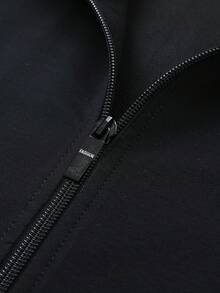 2PCS Men's Casual Sports Exercise Set, Comfortable And Breathable Casual Sports Stand-Up Collar Sweatshirt And Sports Jogging Pants, Fitness Exercises, Running Exercises, Golf, Tennis, Cycling, Gifts, Festivals, Leisure Weekends - màu đen - Xem 5