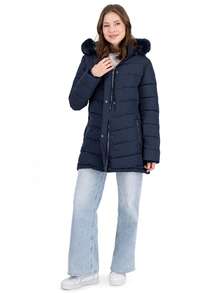 SAKERS OUTDOOR CLOTHING Chamarra Larga Elegante Para Mujer Premium Florence Sakers  Bolsillo - Azul Marino - Ver 4