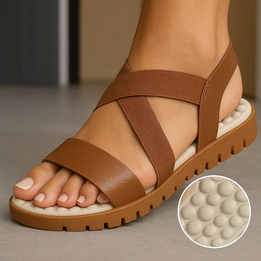 Women's Sandal Papete Orthopedic Anatomical Massaging Ultra Comfort Light And Soft - Camel - Ver 1