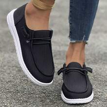 Giày bệt vải canvas mũi tròn chống trượt thoải mái nhẹ cho nữ - màu đen - Xem 1