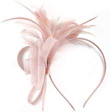 Fascinators Hats Women,Tea Party Fascinator Hair Clip With Feathers Wedding,Derby Hats Headbands - Ha9462-粉紅色 - 查看 6