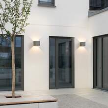 LED壁灯 室内/室外：室外暖白光 IP65 室外壁灯 G9 白色灯 上下楼梯照明 间接式室外灯 适用于房屋墙壁 卧室 走廊 楼梯间（不含灯泡） - 沙灰色 - 查看 6