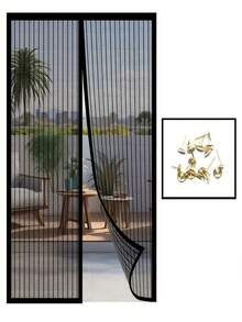 1 Puerta de malla magnética fácil de instalar - Entrada de aire fresco | Cortina de malla duradera y autosellante para todas las estaciones | Excelente para dormitorio y decoración del hogar, sin manos, divisiones.