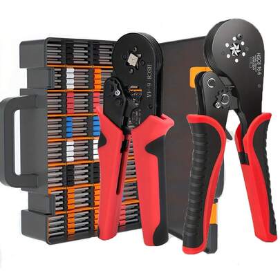 Manual Crimping Tool, Suitable For Ferrule Terminals HSC8 6-4A/6-6A/16-6 Ferrule Crimping Pliers, Electrical Connector Kit, Wire Size 0.25-10mm² 23-7AWG