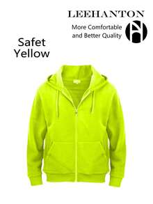 Men's Winter Jacket, Hoodie, Full Zip Warm Hooded Sweatshirt, Multiple Colors Available, With Pockets - 黃色 - 查看 1